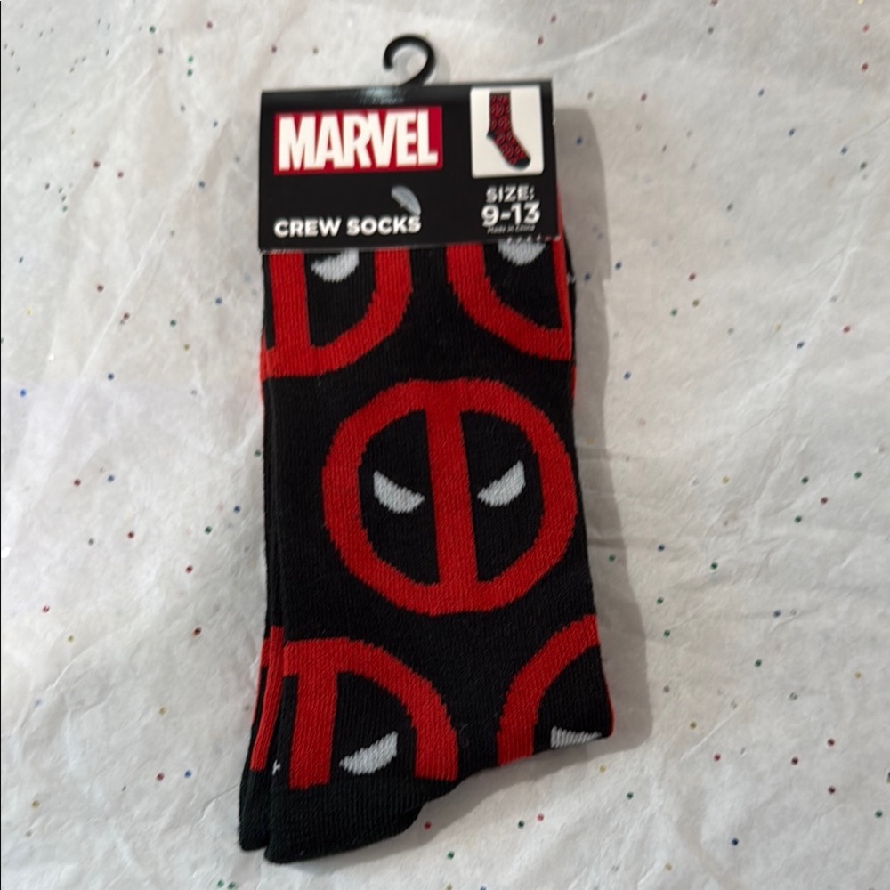 COPY - Marvel Deadpool Crew Socks - Black and Red